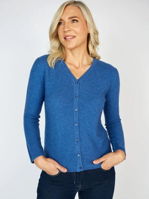 Clearance Sweater Shop Extra Fine Merino Wool & Cashmere Cardigan Denim