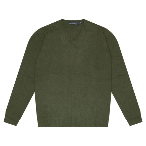 Clearance Sweater Shop Extra Fine V Neck Sweater Green