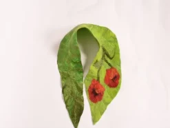 New Sweater Shop Felt Leaf Scarf Poppy Flower