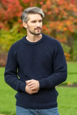 Hot Sweater Shop Fisherman Rib Sweater Navy