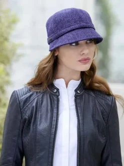 Online Sweater Shop Flapper Cap Purple Herringbone One Size Colour 213