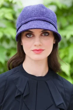 Online Sweater Shop Flapper Cap Purple Herringbone One Size Colour 213
