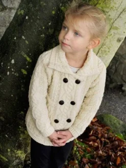 Online Sweater Shop Girls Double Breasted Coat Natural