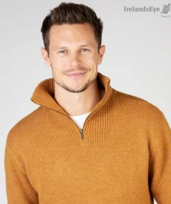 Fashion Sweater Shop Half Zip Lambswool Sweater Warm Sand