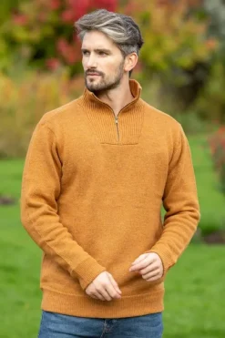 Fashion Sweater Shop Half Zip Lambswool Sweater Warm Sand