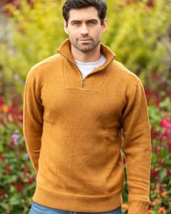Fashion Sweater Shop Half Zip Lambswool Sweater Warm Sand