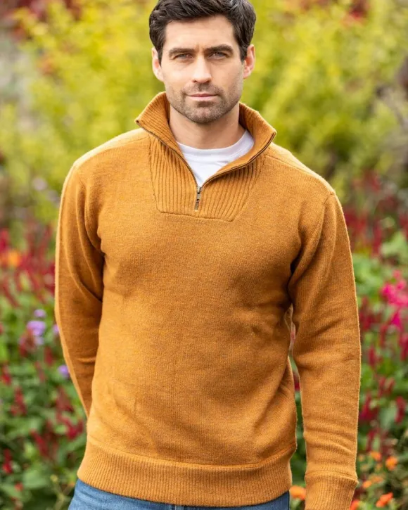 Fashion Sweater Shop Half Zip Lambswool Sweater Warm Sand
