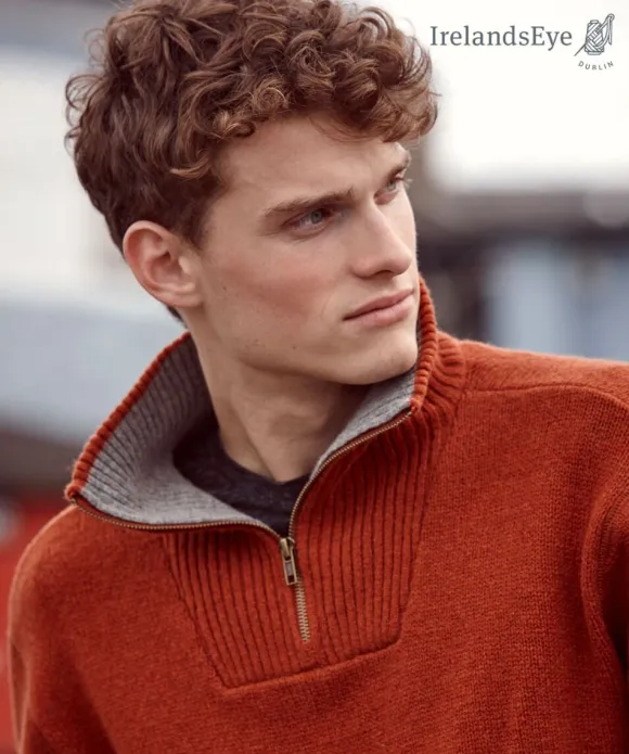 New Sweater Shop Half Zip Lambswool Sweater Russet