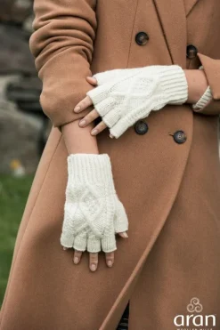 New Sweater Shop Hand Knit Fingerless Aran Gloves
