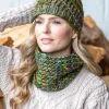 Outlet Sweater Shop Handmade in Ireland - Snood and Bobble Hat Set - Green