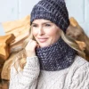Fashion Sweater Shop Handmade in Ireland - Snood and Bobble Hat Set - Grey