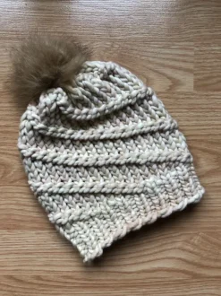 Outlet Sweater Shop Handmade in Ireland - Super Soft hat with pom pom - Natural
