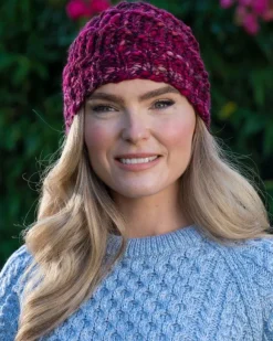 Fashion Sweater Shop Handmade in Ireland - Super Soft Merino Wool Hat Fuschia
