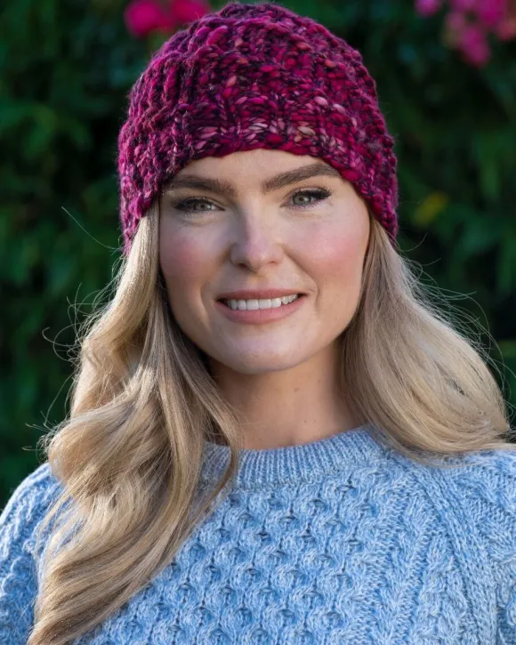 Fashion Sweater Shop Handmade in Ireland - Super Soft Merino Wool Hat Fuschia