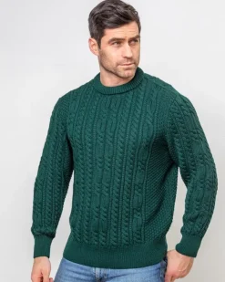 Clearance Sweater Shop Heavyweight Extra Fine Merino Wool Sweater Forest Green