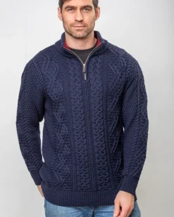 Sale Sweater Shop Heavyweight Extra Fine Merino Wool Half Zip Sweater - Navy
