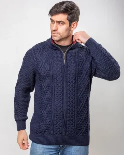 Sale Sweater Shop Heavyweight Extra Fine Merino Wool Half Zip Sweater - Navy