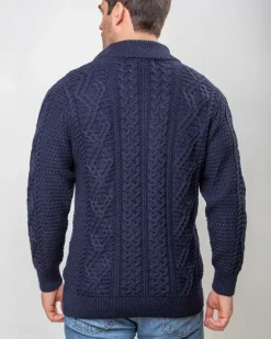 Sale Sweater Shop Heavyweight Extra Fine Merino Wool Half Zip Sweater - Navy