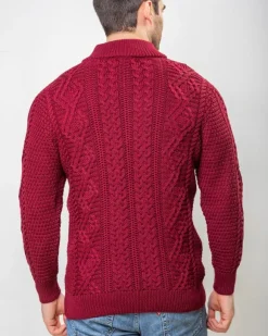 New Sweater Shop Heavyweight Extra Fine Merino Wool Half Zip Sweater - Berry