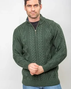 Sale Sweater Shop Heavyweight Extra Fine Merino Wool Half Zip Sweater - Forest Green
