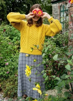 Sale Sweater Shop Honeysuckle Cropped Aran Sweater Sunflower