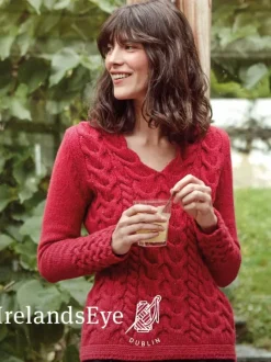 Fashion Sweater Shop Horseshoe Cable v Neck Sweater - Bramble