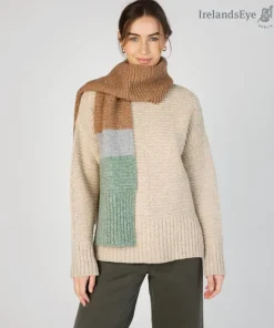 Discount Sweater Shop IrelandsEye Knitwear u2018Elderu2019 Contrast Panel Scarf