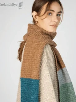 Discount Sweater Shop IrelandsEye Knitwear u2018Elderu2019 Contrast Panel Scarf