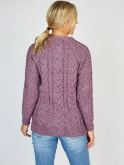 New Sweater Shop Irish Aran Cardigan Lavender