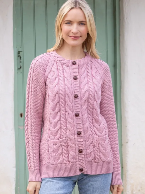 Outlet Sweater Shop Irish aran Cardigan Rose