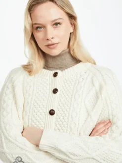 Online Sweater Shop Irish Aran Handknit Lumber Cardigan Natural
