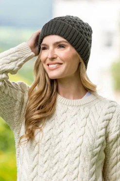 Outlet Sweater Shop Irish Aran Hat Army Green