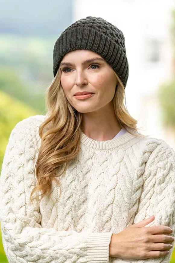 Outlet Sweater Shop Irish Aran Hat Army Green