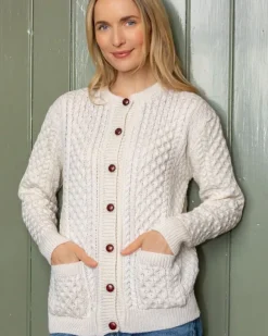 Sale Sweater Shop Irish Aran Lumber Cardigan Natural