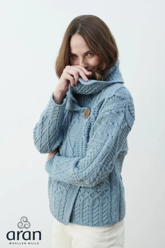 Hot Sweater Shop Irish Aran One Button Cardigan