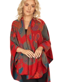 Clearance Sweater Shop Irish Celtic Design Shawl Red
