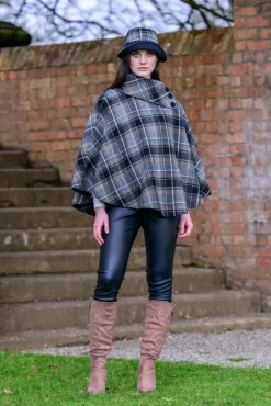 Discount Sweater Shop Irish Tweed Poncho Grey / Black Mix col.21