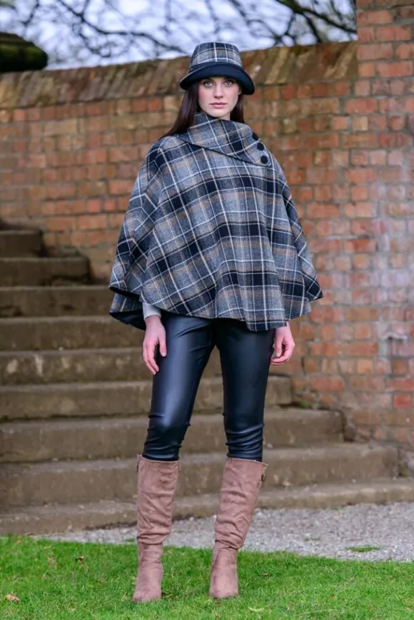 Discount Sweater Shop Irish Tweed Poncho Grey / Black Mix col.21