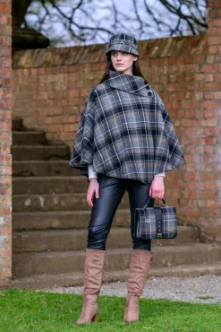 Discount Sweater Shop Irish Tweed Poncho Grey / Black Mix col.21