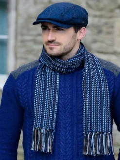 Sale Sweater Shop Kerry Peak Cap Blue Herringbone Col: 34