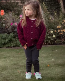 Best Sweater Shop Kids Aran Cardigan Burgundy