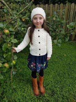 Outlet Sweater Shop Kids Aran Cardigan Natural