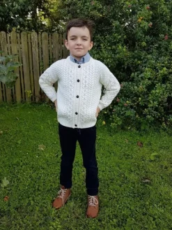 Outlet Sweater Shop Kids Aran Cardigan Natural