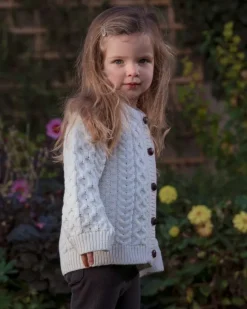 Outlet Sweater Shop Kids Aran Cardigan Natural