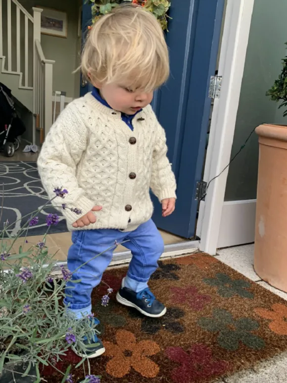 New Sweater Shop Kids Aran Cardigan Natural
