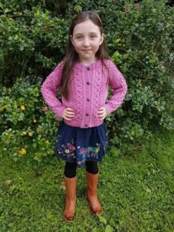 New Sweater Shop Kids Aran Cardigan Pink