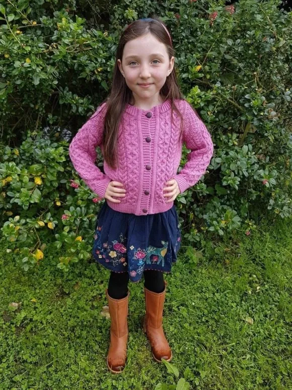 New Sweater Shop Kids Aran Cardigan Pink