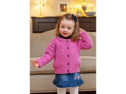 New Sweater Shop Kids Aran Cardigan Pink