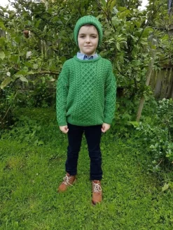 Hot Sweater Shop Kids Aran Sweater Green