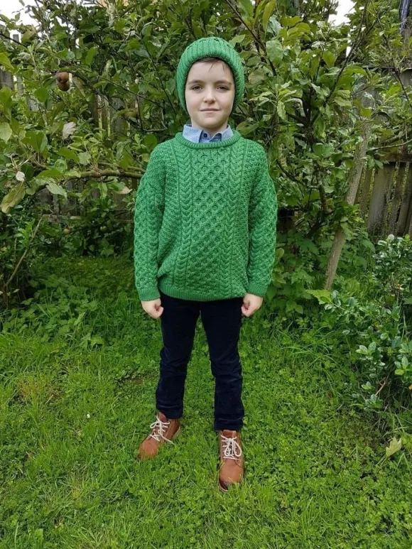 Hot Sweater Shop Kids Aran Sweater Green
